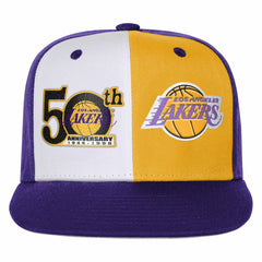 Los Angeles Lakers Youth 50th Anniversary Duo Front Snapback Hat Purple - Mitchell & Ness