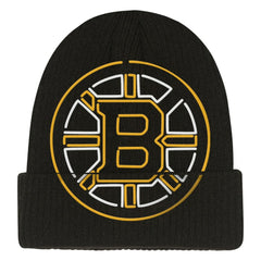 Boston Bruins Mitchell & Ness Youth Neon Line Lights Cuffed Knit Hat - Black | US 203109676