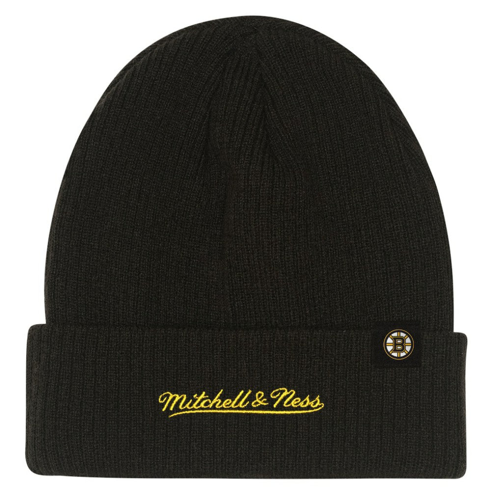 Boston Bruins Mitchell & Ness Youth Neon Line Lights Cuffed Knit Hat - Black | US 203109676