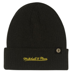 Boston Bruins Mitchell & Ness Youth Neon Line Lights Cuffed Knit Hat - Black | US 203109676
