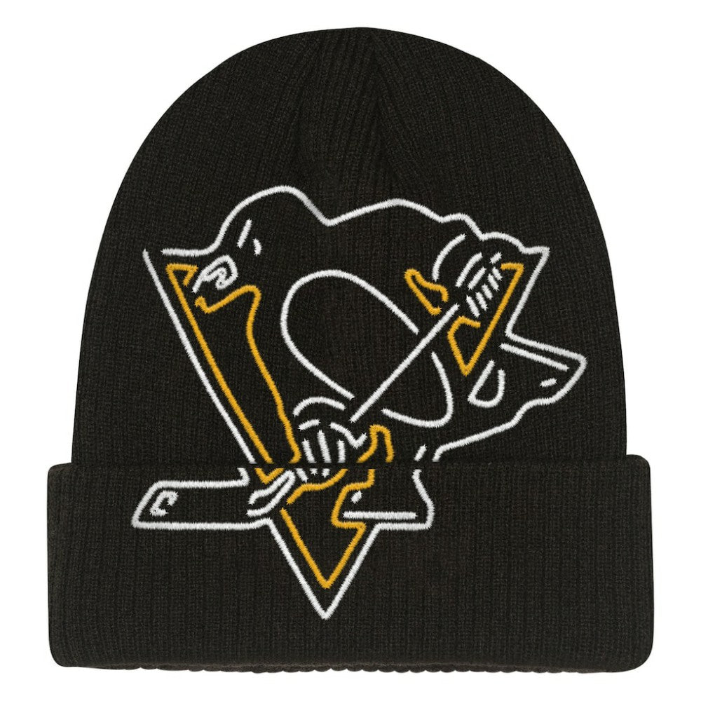 Pittsburgh Penguins Mitchell & Ness Youth Neon Line Lights Cuffed Knit Hat - Black | US 203109683