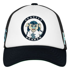 Seattle Kraken Mitchell & Ness Youth Mascot Adjustable Trucker Hat - White | US 203109693