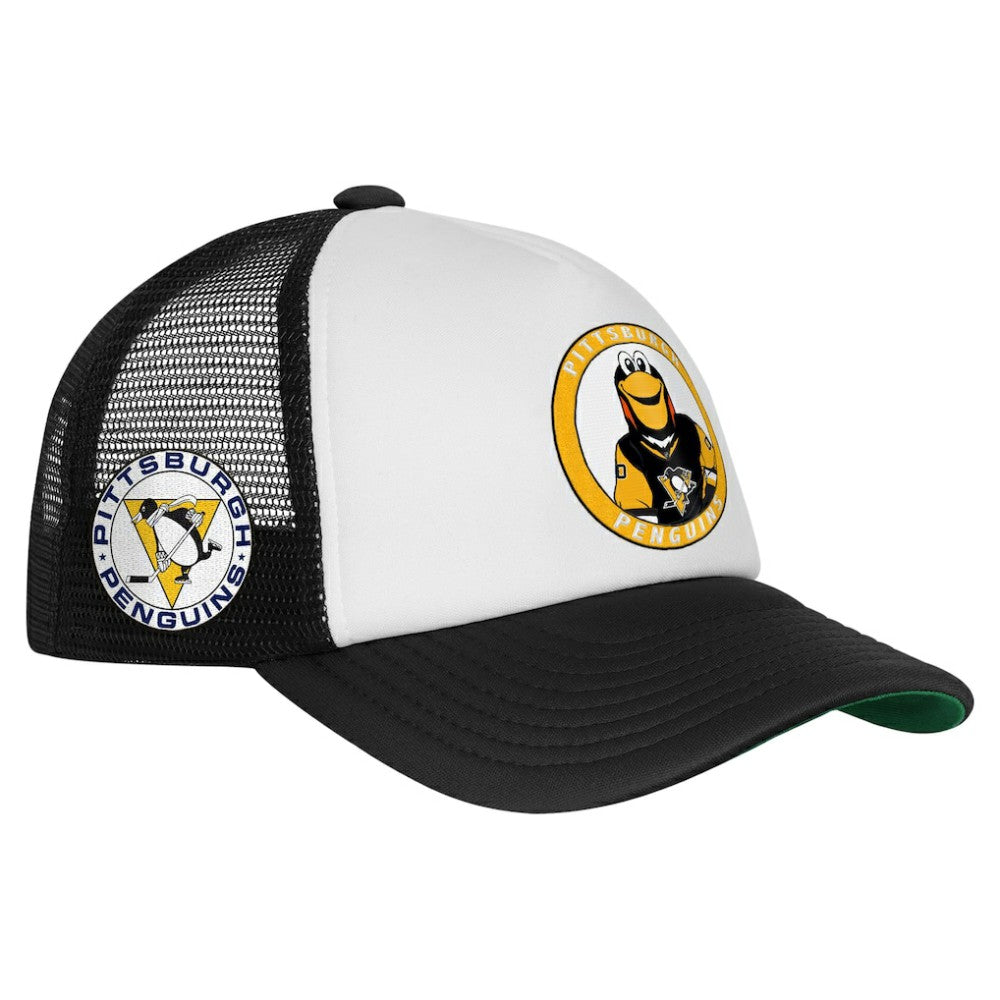 Pittsburgh Penguins Mitchell & Ness Youth Mascot Adjustable Trucker Hat - White | US 203109695