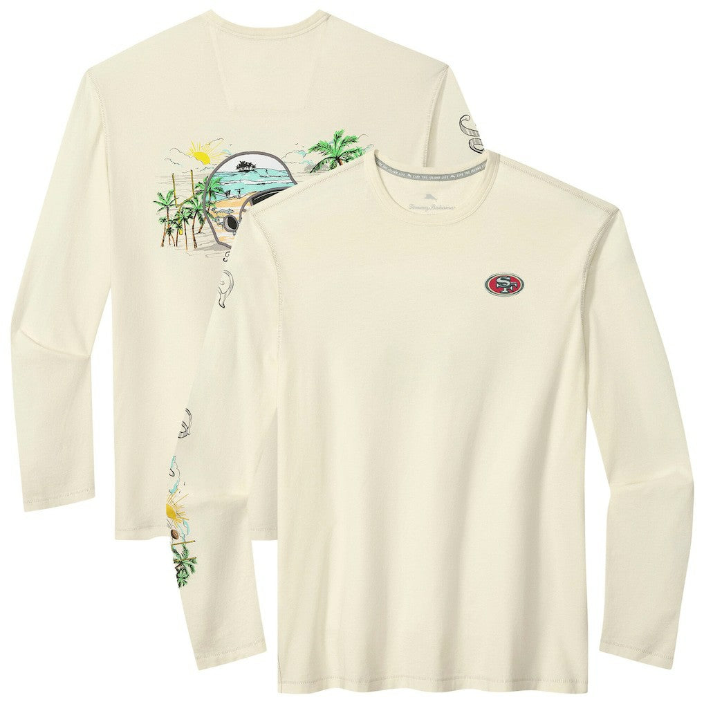 San Francisco 49ers Oasis Endzone Lux Long Sleeve T-Shirt - Cream T-shirts