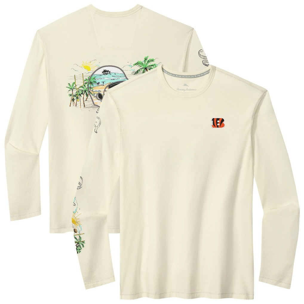 Cincinnati Bengals Oasis Endzone Lux Long Sleeve T-Shirt - Cream T-shirts