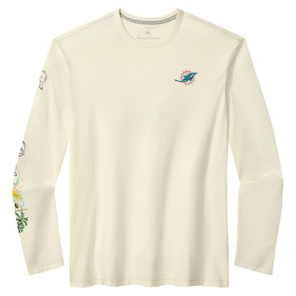 Miami Dolphins Oasis Endzone Lux Long Sleeve T-Shirt - Cream T-shirts