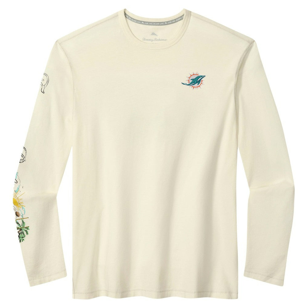 Miami Dolphins Oasis Endzone Lux Long Sleeve T-Shirt - Cream T-shirts