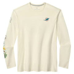 Miami Dolphins Oasis Endzone Lux Long Sleeve T-Shirt - Cream T-shirts
