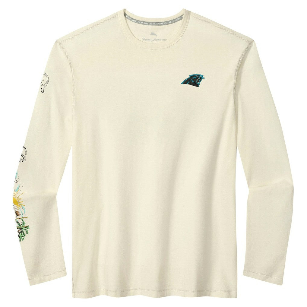 Carolina Panthers Oasis Endzone Lux Long Sleeve T-Shirt - Cream T-shirts