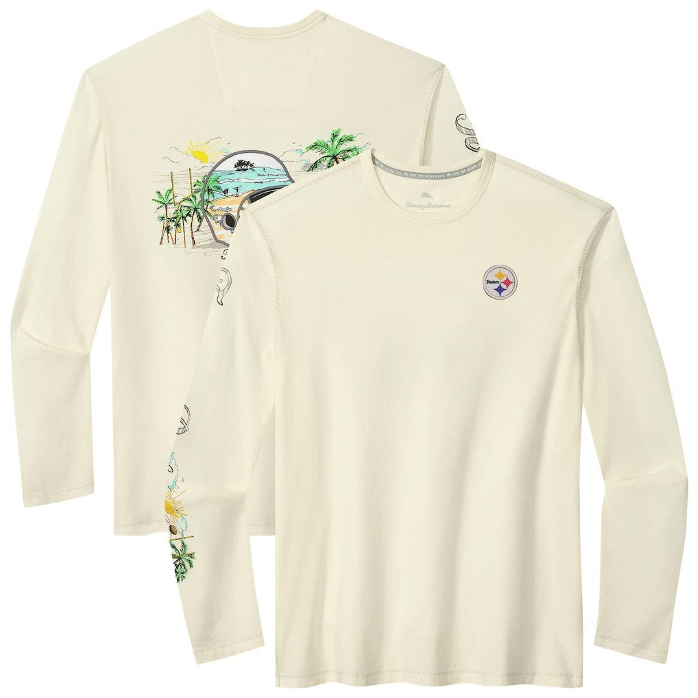 Pittsburgh Steelers Oasis Endzone Lux Long Sleeve T-Shirt - Cream T-shirts