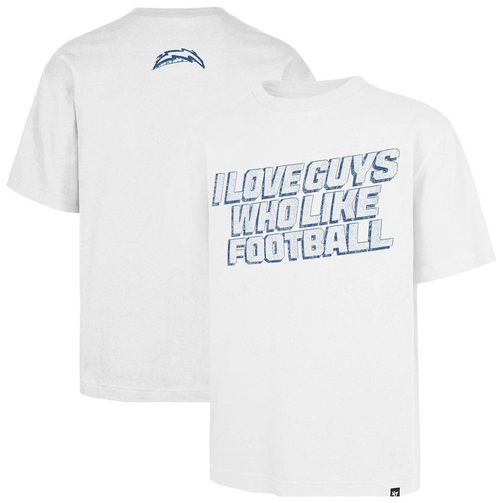 Los Angeles Chargers '47 Unisex I Love Guys Who Like Football Foundation T-Shirt - White T-shirts