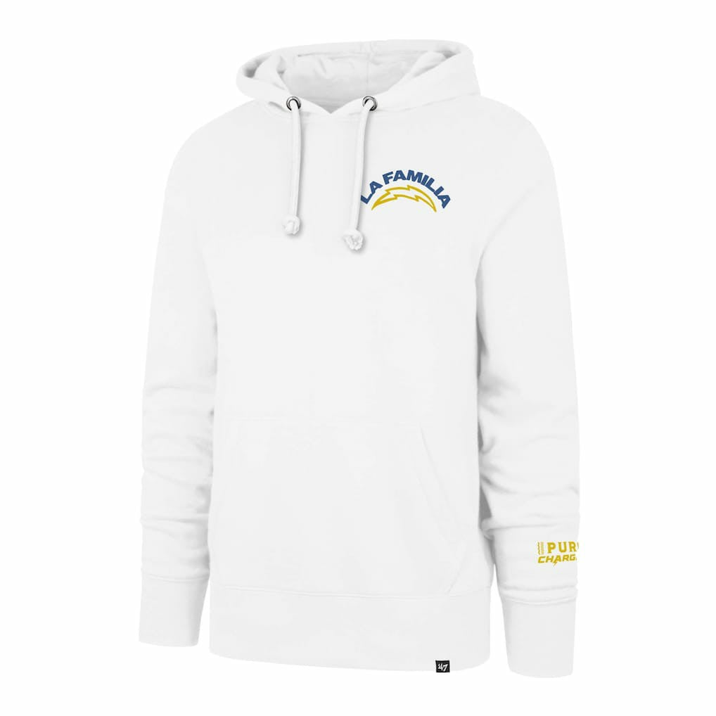 Los Angeles Chargers '47 La Familia Headline Pullover Hoodie - White Hoodies