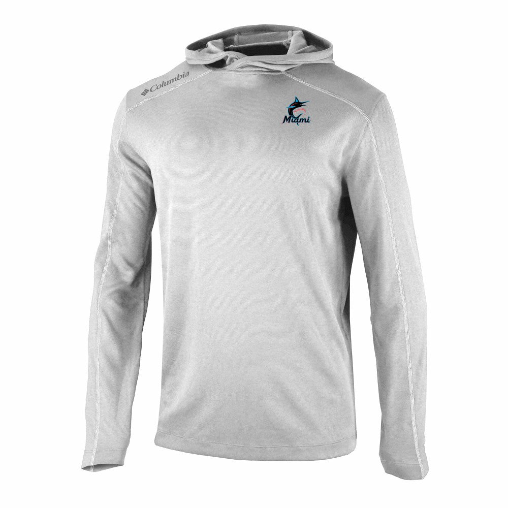Miami Marlins Columbia Omni-Wick Shotgun Pullover Hoodie - Gray Hoodies