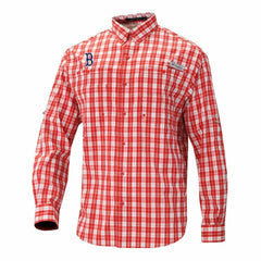 Boston Red Sox Columbia Super Tamiami Omni-Shade Long Sleeve Button-Down Shirt - Red