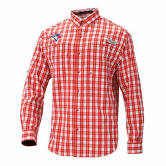 Toronto Blue Jays Columbia Super Tamiami Omni-Shade Long Sleeve Button-Down Shirt - Red