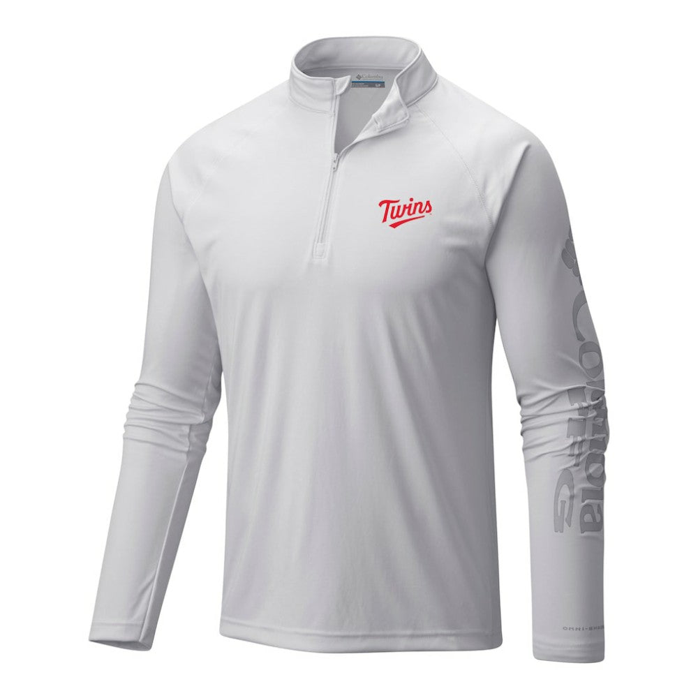 Minnesota Twins Columbia Terminal Tackle Omni-Wick Raglan Quarter-Zip Pullover - White Pullover