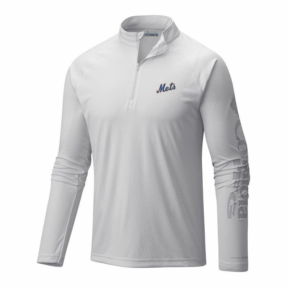 New York Mets Columbia Terminal Tackle Omni-Wick Raglan Quarter-Zip Pullover - White Pullover
