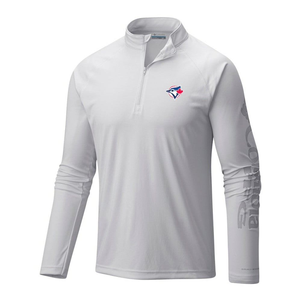 Toronto Blue Jays Columbia Terminal Tackle Omni-Wick Raglan Quarter-Zip Pullover - White Pullover