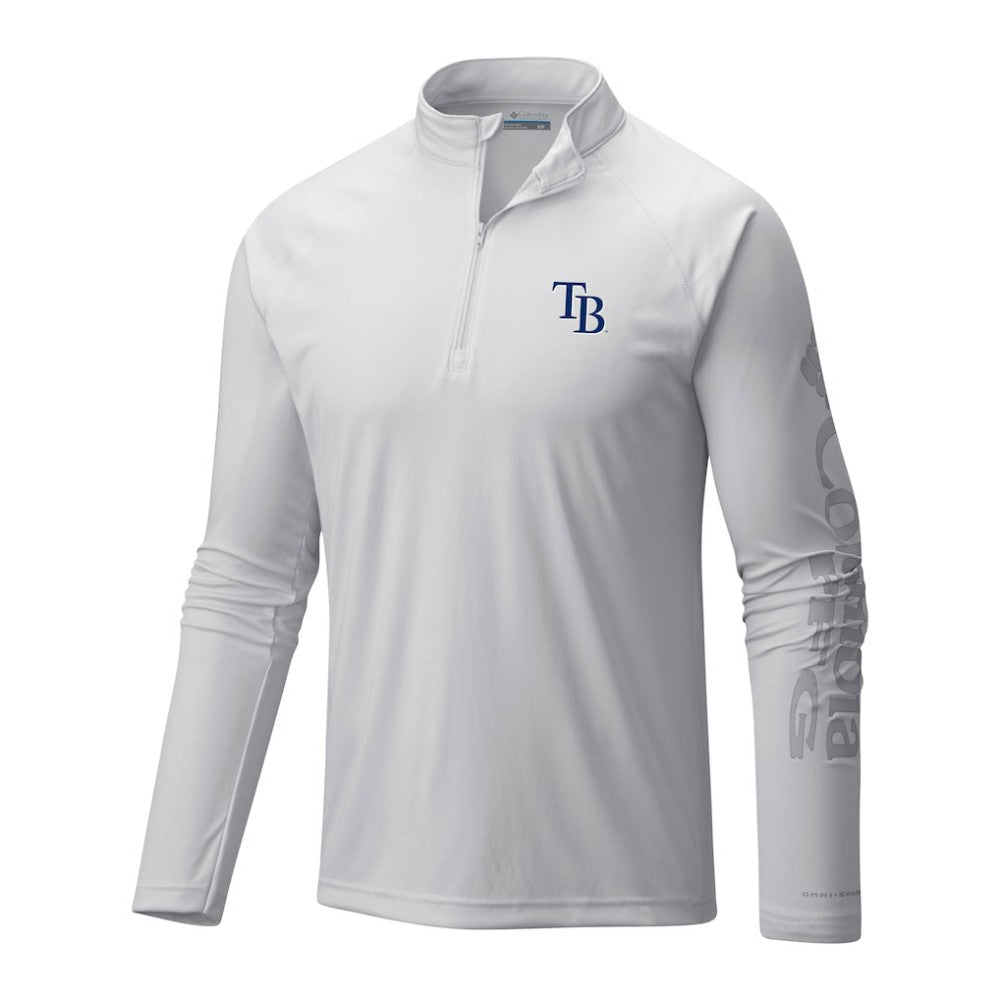 Tampa Bay Rays Columbia Terminal Tackle Omni-Wick Raglan Quarter-Zip Pullover - White Pullover