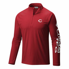 Cincinnati Reds Columbia Terminal Tackle Omni-Wick Raglan Quarter-Zip Pullover - Red Pullover