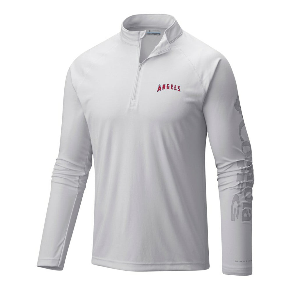 Los Angeles Angels Columbia Terminal Tackle Omni-Wick Raglan Quarter-Zip Pullover - White Pullover
