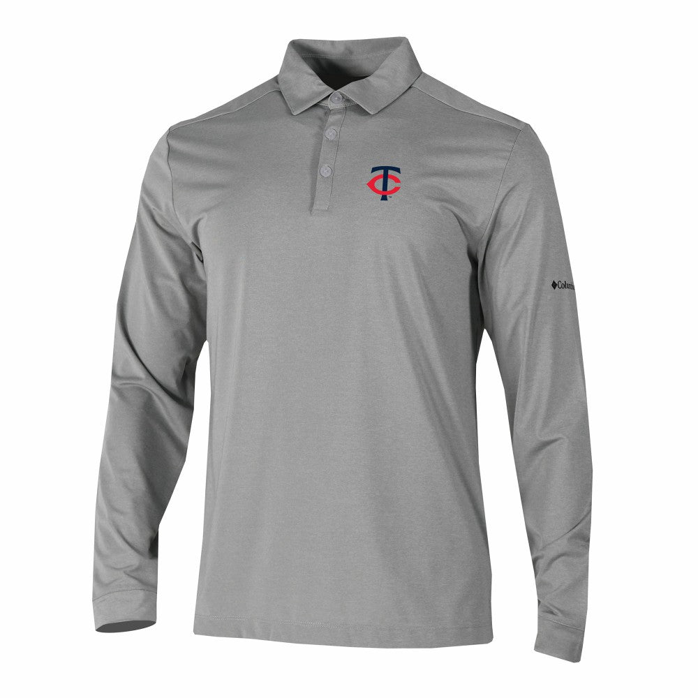 Minnesota Twins Columbia Omni-Wick Pin High Long Sleeve Polo - Gray