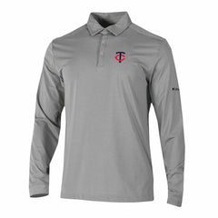 Minnesota Twins Columbia Omni-Wick Pin High Long Sleeve Polo - Gray