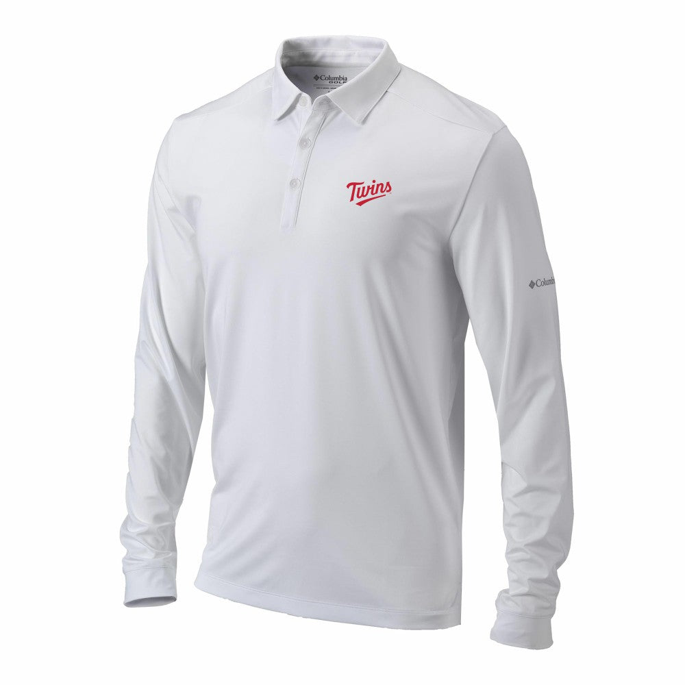 Minnesota Twins Columbia Omni-Wick Pin High Long Sleeve Polo - White