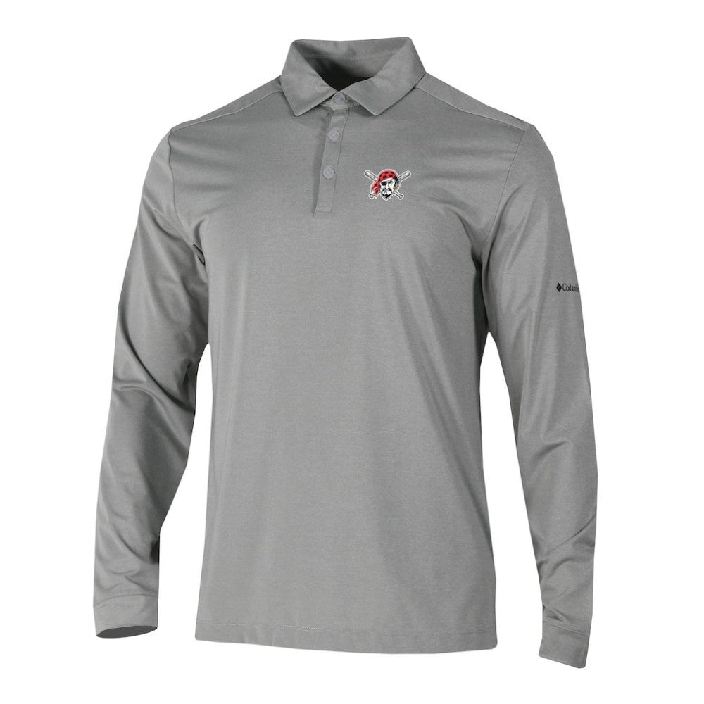 Pittsburgh Pirates Columbia Omni-Wick Pin High Long Sleeve Polo - Gray