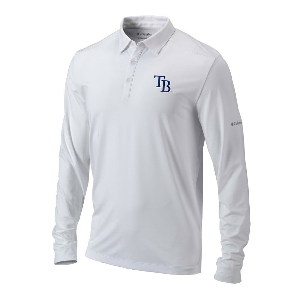 Tampa Bay Rays Columbia Omni-Wick Pin High Long Sleeve Polo - White