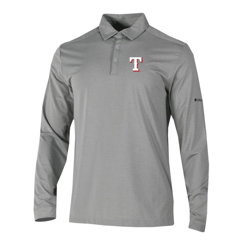 Texas Rangers Columbia Omni-Wick Pin High Long Sleeve Polo - Gray