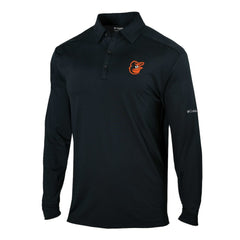Baltimore Orioles Columbia Omni-Wick Pin High Long Sleeve Polo - Black