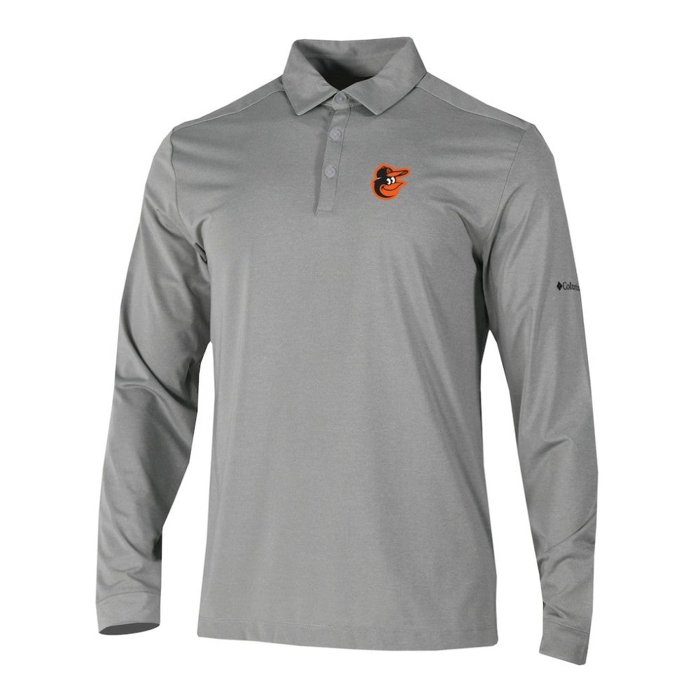 Baltimore Orioles Columbia Omni-Wick Pin High Long Sleeve Polo - Gray