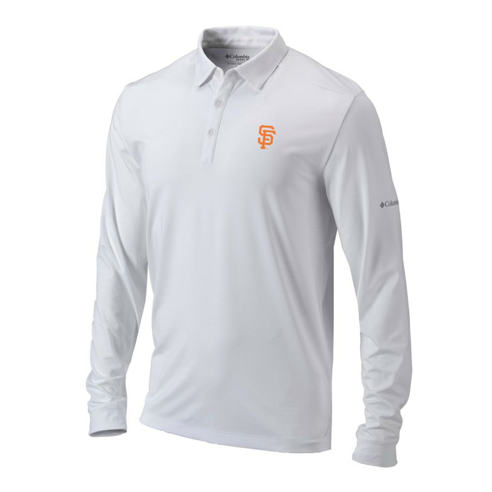 San Francisco Giants Columbia Omni-Wick Pin High Long Sleeve Polo - White
