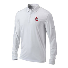 St. Louis Cardinals Columbia Omni-Wick Pin High Long Sleeve Polo - White
