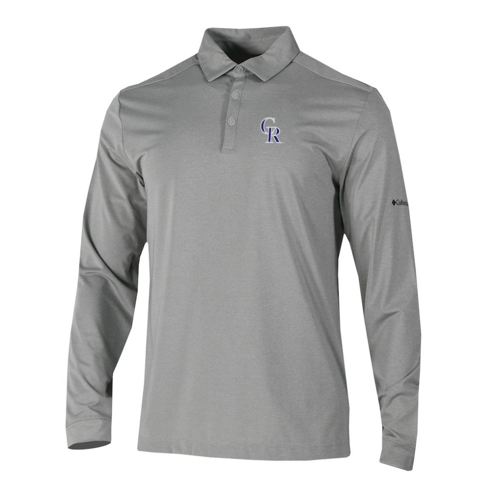 Colorado Rockies Columbia Omni-Wick Pin High Long Sleeve Polo - Gray