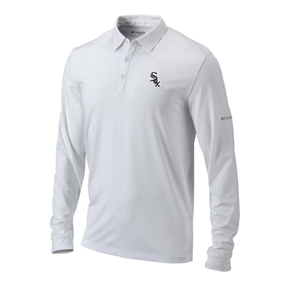 Chicago White Sox Columbia Omni-Wick Pin High Long Sleeve Polo - White