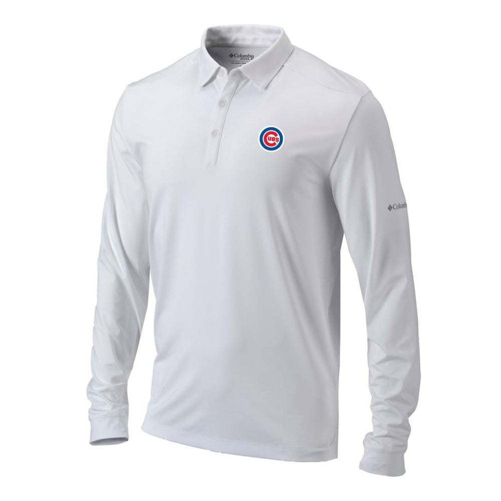 Chicago Cubs Columbia Omni-Wick Pin High Long Sleeve Polo - White