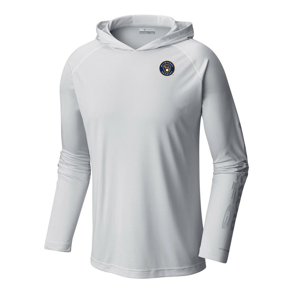 Milwaukee Brewers Columbia Terminal Tackle Omni-Shade Pullover Hoodie - White Hoodies