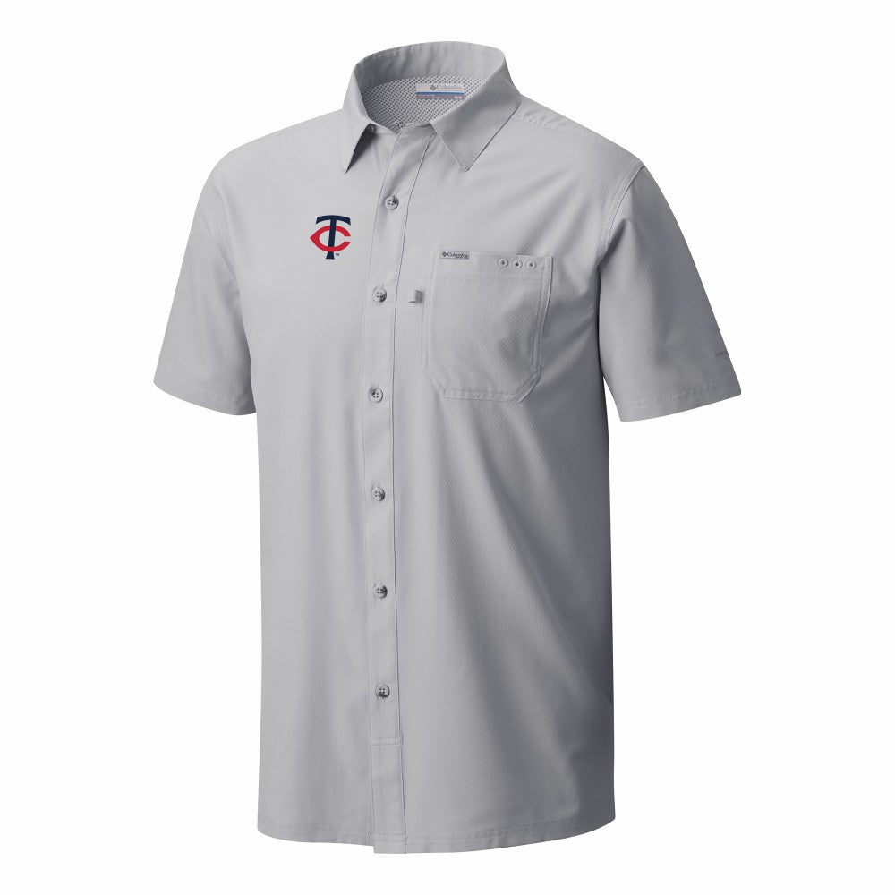 Minnesota Twins Columbia Slack Tide Omni-Wick Button-Up Camp Shirt - Gray