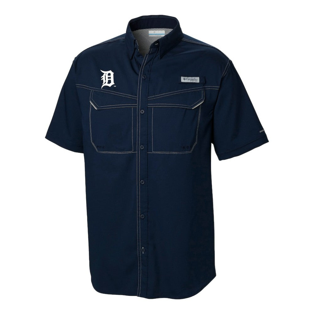 Detroit Tigers Columbia Omni-Wick Low Drag Offshore Button-Up Shirt - Navy