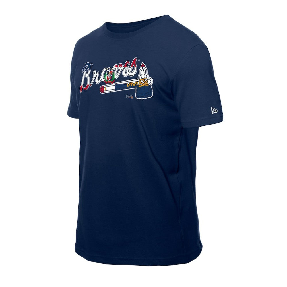 Atlanta Braves New Era Dominican Republic Flag Logo T-Shirt - Navy T-shirts