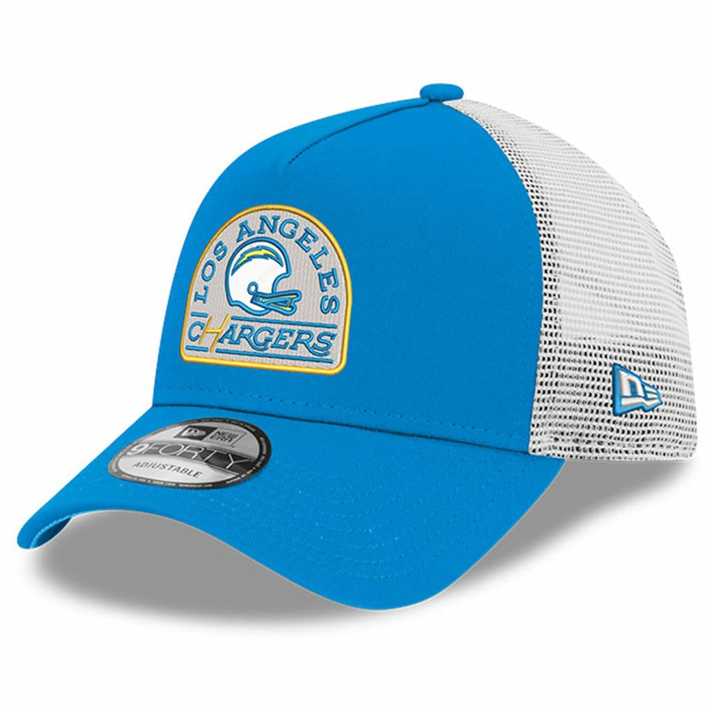 Los Angeles Chargers New Era Charger Power A-Frame 9FORTY Trucker Adjustable Hat - Powder Blue Hats