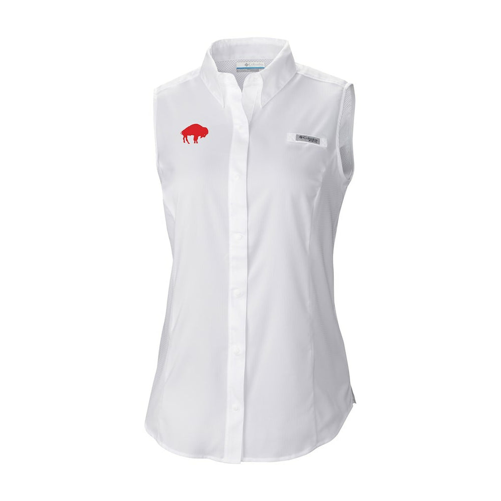 Buffalo Bills Women's Historic Tamiami Omni-Shade Sleeveless Button-Up Shirt - White