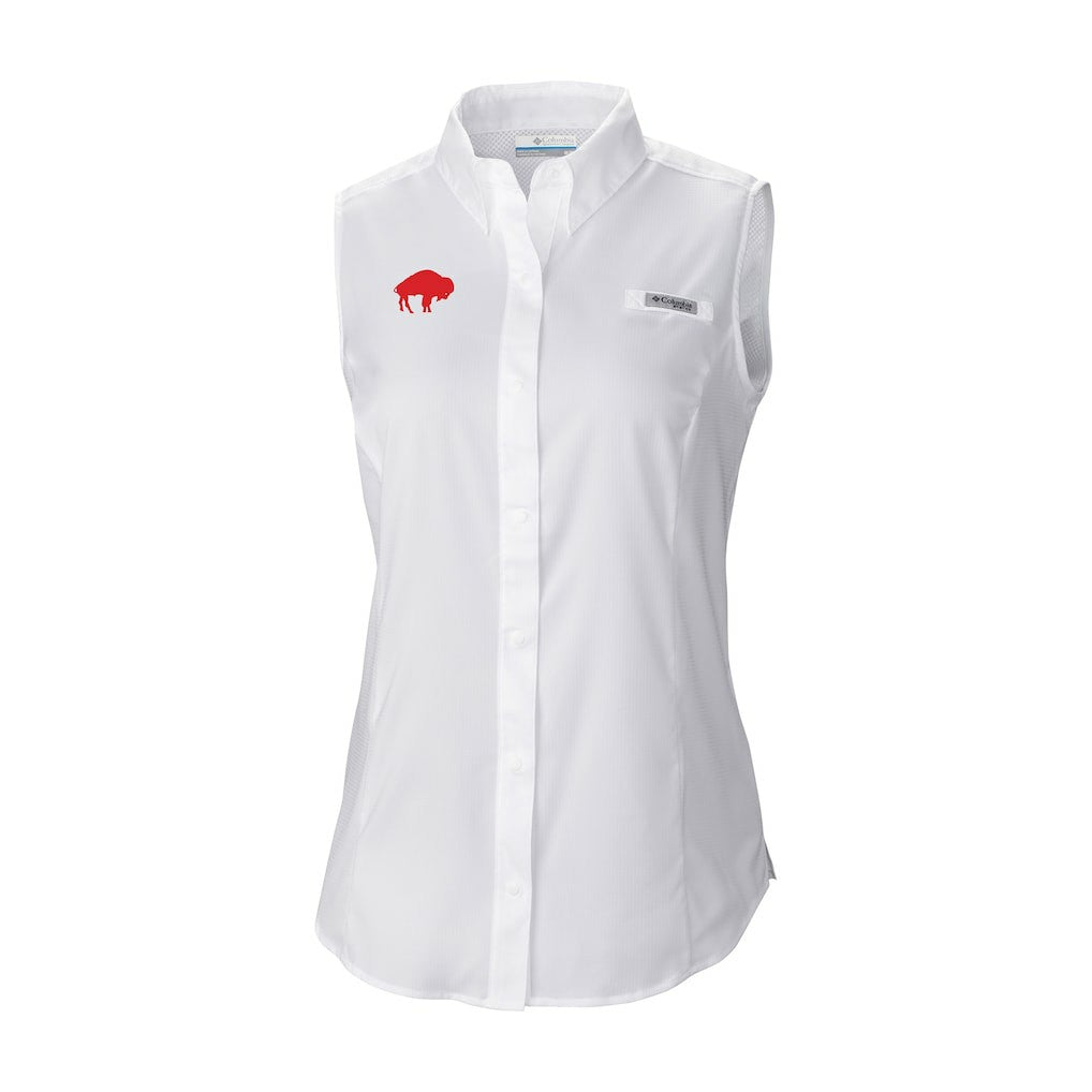 Buffalo Bills Women's Historic Tamiami Omni-Shade Sleeveless Button-Up Shirt - White