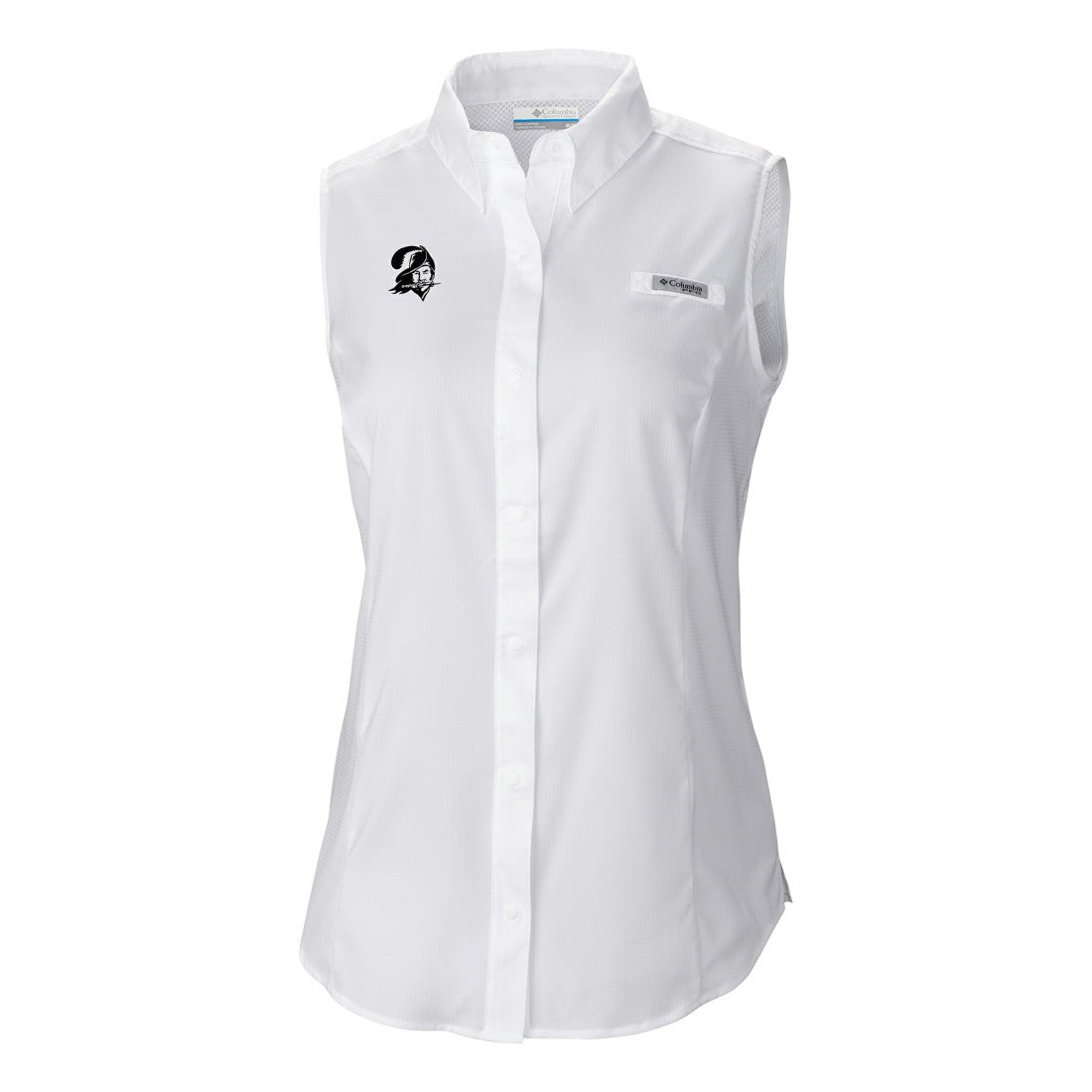 Tampa Bay Buccaneers Women's Historic Tamiami Omni-Shade Sleeveless Button-Up Shirt - White