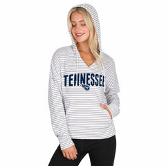Tennessee Titans Concepts Sport Women's Liftoff Striped V-Neck Hoodie - White/Gray Hoodies