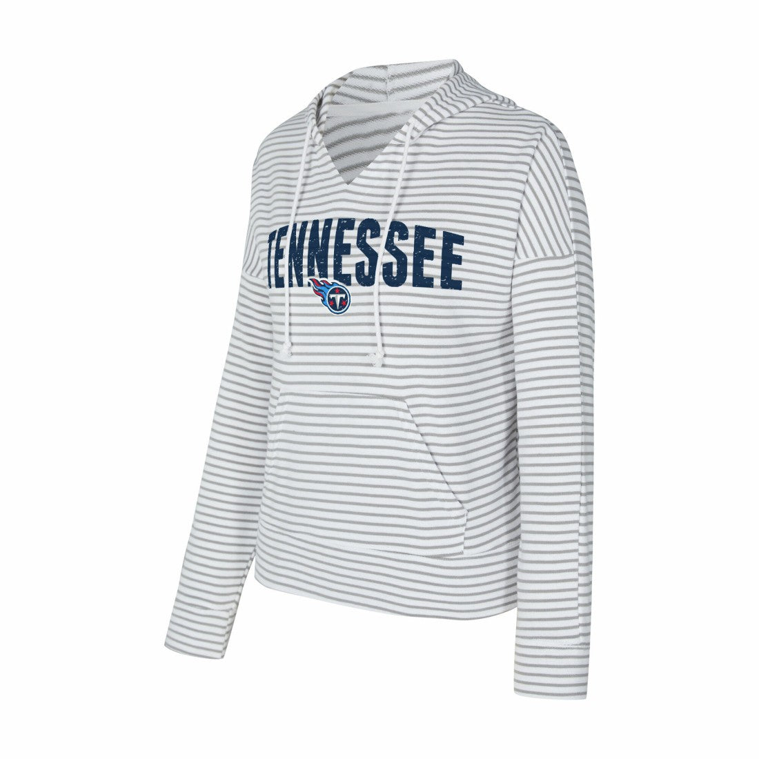 Tennessee Titans Concepts Sport Women's Liftoff Striped V-Neck Hoodie - White/Gray Hoodies
