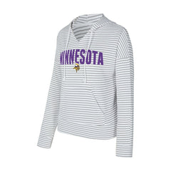Minnesota Vikings Concepts Sport Women's Liftoff Striped V-Neck Hoodie - White/Gray Hoodies