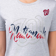 Washington Nationals G-III 4Her by Carl Banks Women's Super-Slim Fit Lightweight Shadow Logo Graphic T-Shirt - Heather Gray T-shirts